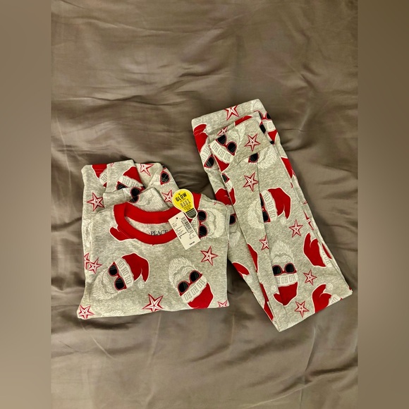 The Children's Place Holiday 2 Piece Snug Fit Cotton Pajamas, Glow Cool Santa - Picture 2 of 5